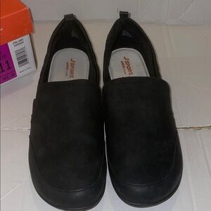 JSPORT Women's Black Slip-On Loafers